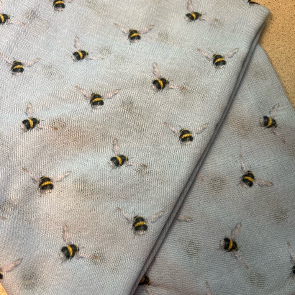 Wrendale Designs by Hannah Dale Scarf Light Blue Bee Print Fabric Scarf